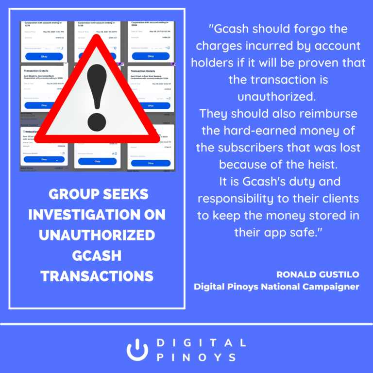 Read more about the article Group seeks investigation on unauthorized Gcash transactions