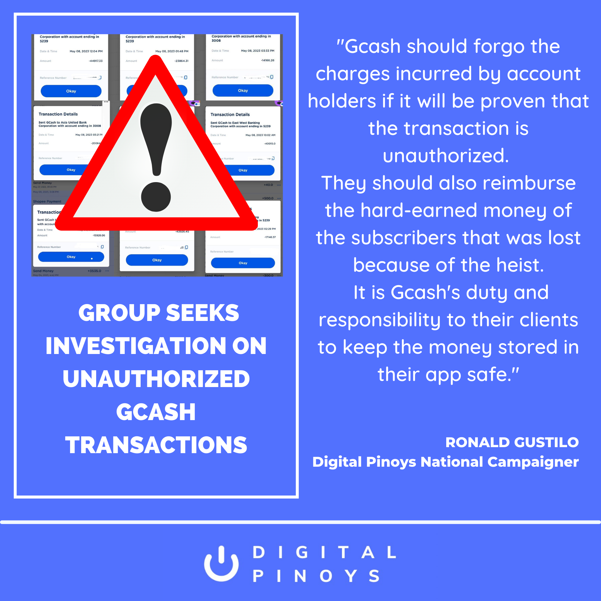 You are currently viewing Group seeks investigation on unauthorized Gcash transactions