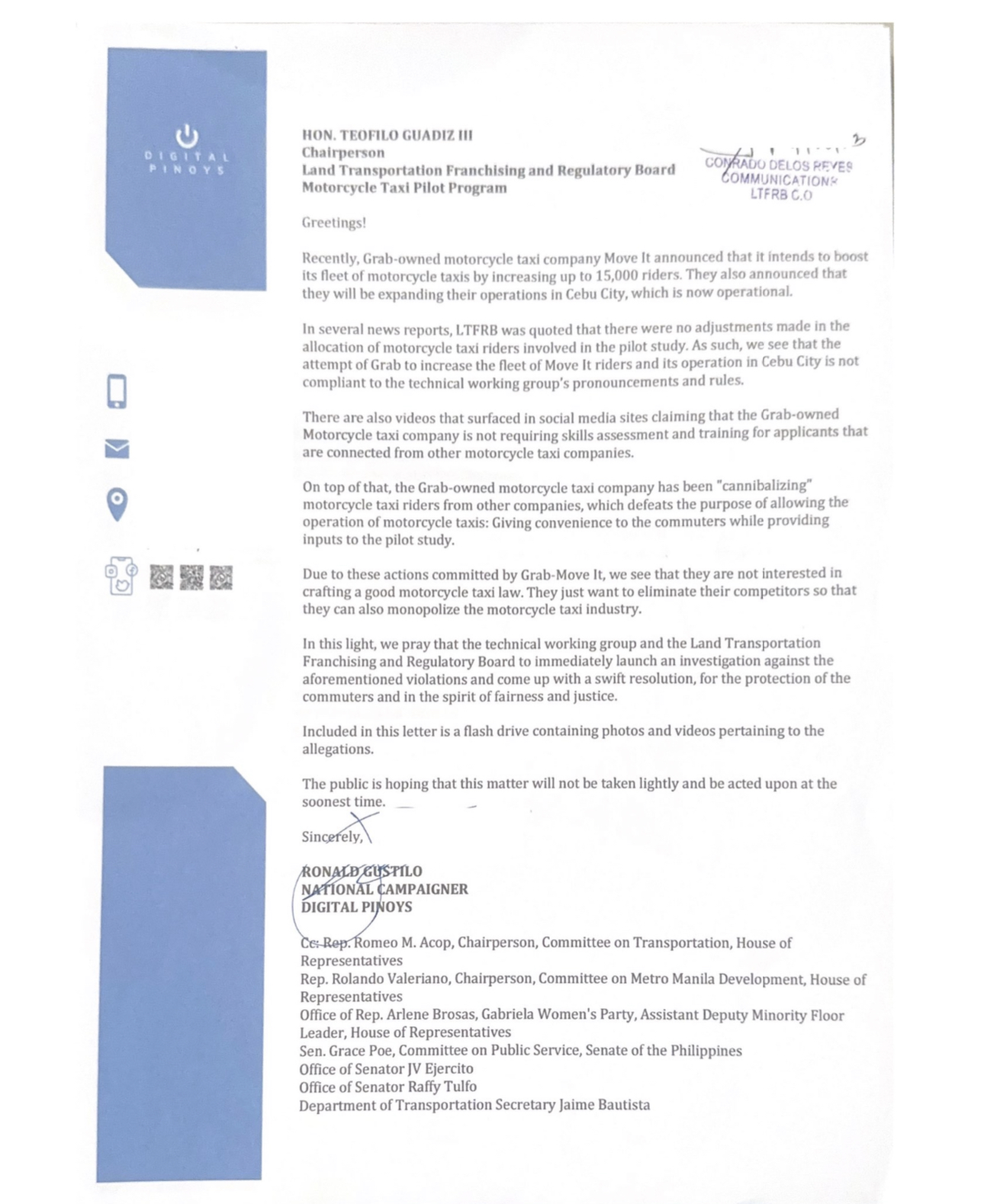 Read more about the article Investigation sought amidst violations of Grab-owned MC taxi firm