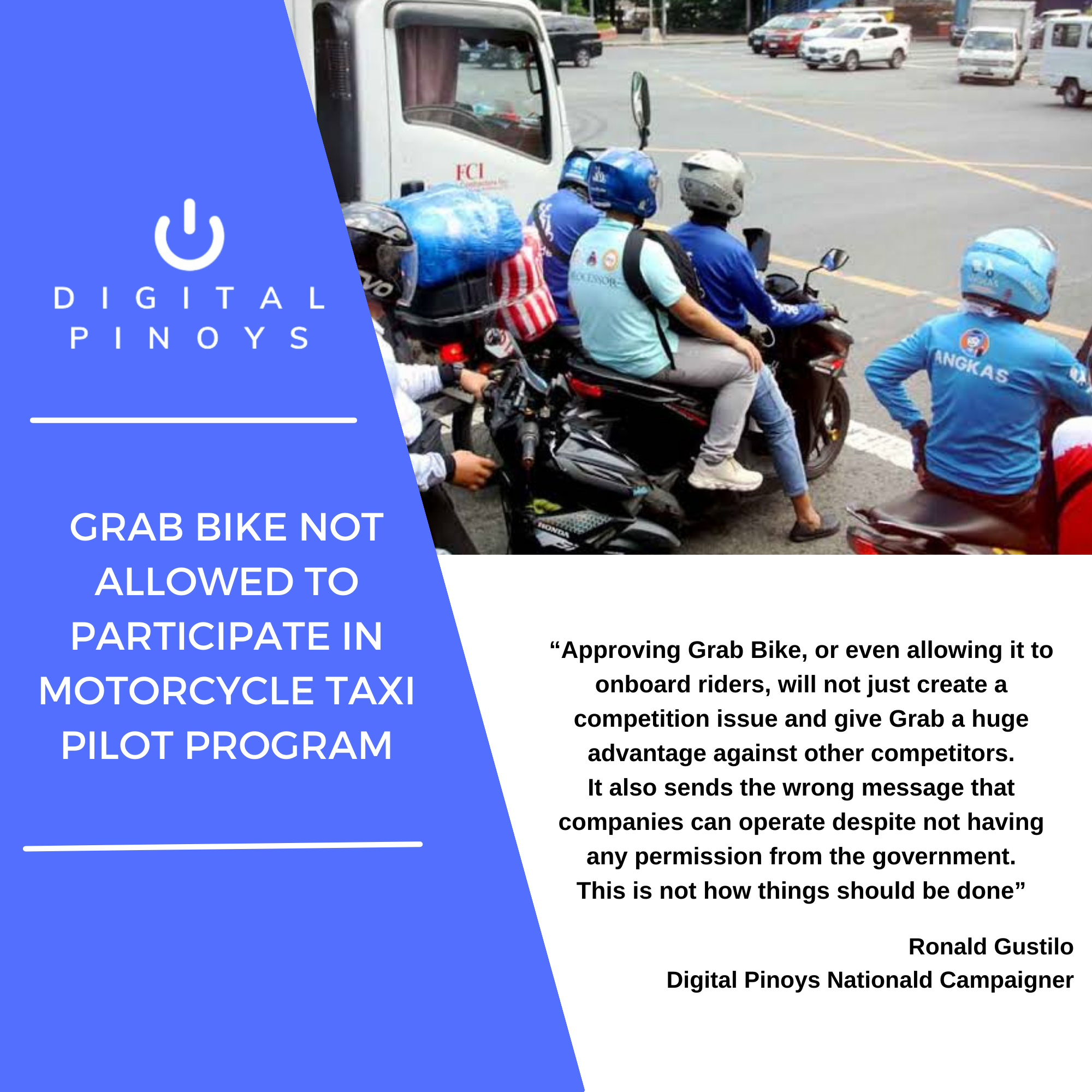 Read more about the article Group pushes LTFRB to implement order disallowing Grab bike