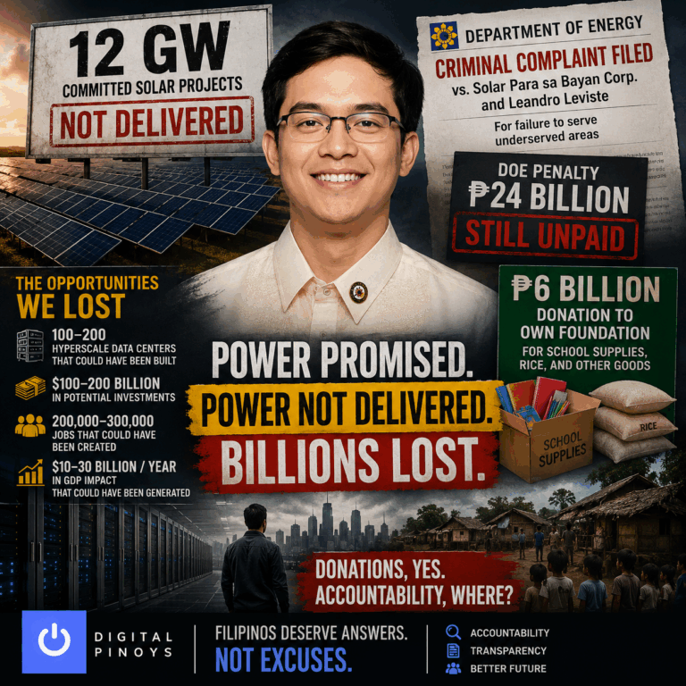 Read more about the article Billions Lost to Undelivered Power as DOE Files Case vs Leviste Firm