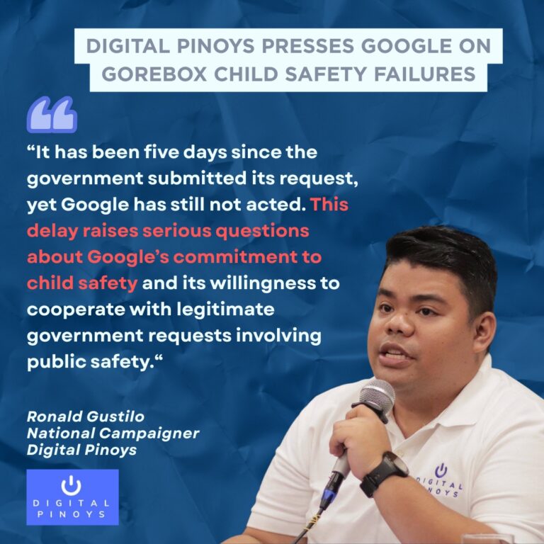 Read more about the article Digital Pinoys presses Google on GoreBox child safety failures