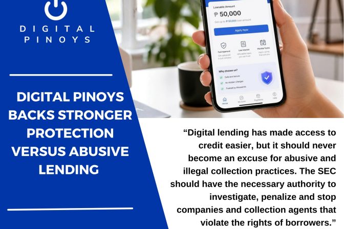 Digital Pinoys backs stronger protection versus abusive lending 